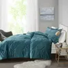 Ensembles de literie Alyssa ensemble de couette 4 pièces en velours sarcelle matelassé FullQueen 230907