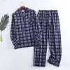 Pijamas masculinos xadrez design multi cores quente algodão flanela calças de mangas compridas pijamas para homens outono e inverno homewear pijamas conjuntos 230907