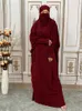 Etnik Giyim Müslüman Kadın Dua Kıyafet İslam Khimar Hijab Dubai Abaya Jilbab 2 Parça Set Arapça Siyah Türkiye Mağazası Ramazan Şapkaları