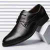 Chaussures habillées hommes formel automne couleur unie bout pointu à lacets fond souple confortable décontracté Oxfords Zapatos Hombre De Vestir