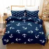 Conjuntos de cama Marine Anchor Bedding Set Ocean Sea 3D Duvet Cover Conjuntos Consolador Roupa de Cama Twin Queen King Único Tamanho Azul Navio Navio Crianças 230908