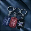 Keychains Lanyards 2024 Val Keychain Pendant Trump Rostfritt stål Lage Decoration Key Ring Creative Gift Drop Delivery Dhgarden DHGLS