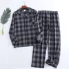 Pijamas masculinos xadrez design multi cores quente algodão flanela calças de mangas compridas pijamas para homens outono e inverno homewear pijamas conjuntos 230907