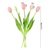 Faux Floral Greenery 5Pcs/bunch Artificial Tulips Bouquet Real Touch Silicone Fake Flowers for Home Garden Living Room Decoration Wedding Party 230907