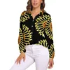 Chemisiers pour femmes jaune tournesol chemisier ample motif floral imprimé décontracté surdimensionné femme à manches longues bureau travail chemise Design haut