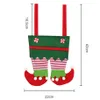 Merry Christmas Gift Treat Candy Wine Bottle Holder Cute Santa Claus and Elf Suspender Pants Trousers Decor Xmas Gift Bags