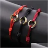 Charm Bracelets Fashion Lovers Jewelry 23 Colors Weave Cotton Rope Classic Tricolor Stainless Steel Bangle Bracelet For Men Women Drop Dhsbj