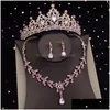 Ensembles de bijoux de luxe Colorf mariée mariée diadème couronnes boucles d'oreilles ensemble collier pour femmes Dubai accessoires 230216 livraison directe Dhist