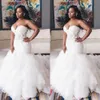 Wedding Dresses White Plus Size Bridal Gowns Sleeveless Sweetheart Formal Mermaid Trumpet Tulle Ivory Lace Up New Custom Applique Lace