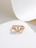 Lyxkvalitet S925 Silver med Diamond H Design Charm Punk Band Ring i 18K Rose Gold Plated Have Stamp Box PS7635B