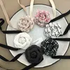 Choker Long Rope Chains With Large Flower Necklace For Women Black And White Romantic Elegant Fabric Collar Jewelry Accessories