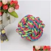 Dog Toys Chews Colorf Pet Cotton Chew Knot Rope Ball 5Cm 7Cm 8Cm Interactive Durable Shaped Braided Toy Drop Delivery Home Garden Supp Dhmgr