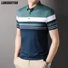 Polo da uomo di alta qualità Yarndyed Nonmarking Process Polo estive per uomo Slim Fit Manica corta Casual Top Moda Abbigliamento uomo 230907