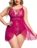 Pijama sexy avidlove plus size boneca feminina snap virilha roupa interior com decote em v renda roupa de noite l4xllf230908