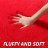 Tappeti Karpet Berbulu Ultra Lembut Merah Area Bulu Halus Dekoratif Modern Non selip Ruang Tamu 230907