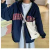 Deeptown Koreanischen Stil Kpop Brief Zip Hoodie Frauen Hippie Harajuku Mode Sweatshirt Streetwear Casual Langarm Top Weibliche
