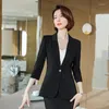 Zweiteiliges Kleid für den Sommer, formeller Damen-Anzug, Rock und Jacke, schwarzer Blazer, Büro-Damen-Arbeitsuniform, halbe Ärmel