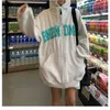 Deeptown Koreanischen Stil Kpop Brief Zip Hoodie Frauen Hippie Harajuku Mode Sweatshirt Streetwear Casual Langarm Top Weibliche