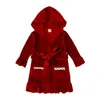 Комплекты одежды Рождественские одинаковые комплекты для всей семьи Дети для маленьких девочек и мальчиков Красный бархатный ночной халат с капюшоном Зимние детские пальто с длинными рукавами Ночная рубашка Пижамы 230907