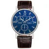 Three Eyes Flat Watch Quartz Classic Fashion Mens WristWatch311d