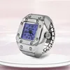 Montres-bracelets Mode Femmes Bague Montre Elliptique Stéréo Fleur Dames Clamshell Montres Anneaux Réglables Quartz Homme