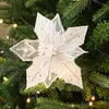 Dekorativa blommor glitter konstgjord julblomma Xmas träd dekoration falska år bröllop fest hem prydnad dekor hantverk diy