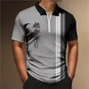 Men's Polos Coconut Tree Men'S Zip Polo Caucal Stripes Lapel Shirt Man Golf Shirts 3d Graphic Short Sleeves Zipper Men Clothing Top Tee 230907