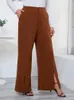 Pantalon GIBSIE grande taille costume pour femmes printemps automne taille haute travail d'affaires ourlet fendu longue jambe droite pantalon avec poches