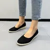 Sapatos de vestido feminino cor pura vintage cunha bombas dedo do pé redondo casual senhora meados de salto andando deslizamento-em alpercatas fechadas