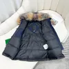 2023 Kids Coat Designer Clothes Down Coats Jacket Kid Clothe With Badge Hooded Thick Warm Outwear Girl Boy Classic Parkas Wolf Päls Vinterjacka Style Pink Blue