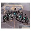 Haarsieraden Kmvexo Europese Groene Kristallen Tiara's Vintage Zwarte Optocht Kroon Barok Bruidsaccessoires Cadeau 220831 Drop Delivery Ha Dhr8T