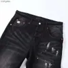 Amiirii roxo jeans moda masculina jean 2023 demin marca anti envelhecimento fino ajuste buraco quebra preto outono