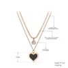 Pendanthalsband Rose Gold Trendy Acrylic Heart Necklace For Women rostfritt stål CZ Crystal Chain Choker N20145