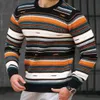 Herren Polos Vintage Gestreifte Strickpullover Männer Casual Langarm Rundhalspullover Tops Für Herren Herbst Winter Mode Lose Strickpullover 230907