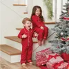 Комплекты одежды Однотонные красные рождественские пижамы для малышей Рубашки с длинными рукавами Брюки для мальчиков и девочек Первый фестивальный подарочный костюм Рождественская одежда для сна 230907