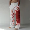 Pantalons pour hommes Halloween Casual Élastique Encre Et Sang Pantalons Maison Avec Petit Slip Fuzzy