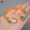Bangle GuaiGuai Jewelry Natural White Pearl Green Amazonites Gold Color Plated Bracelet For Women Vintage Style