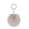 Keychains Lanyards Fashion Plush Ball Keychain Pendant Imitation Rabbit Fur Round Soft Lage Decoration Key Chain Creative Gi Dhgarden Dhv4U