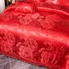 Bedding sets Luxury Jacquard Set Home Queen King Size bed set 4pcs Duvet Cover Pillowcases Bed Sheet Red 230907