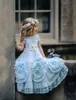 2023 Dollcake Flower Girl Abiti per matrimoni Increspato Abiti da spettacolo per bambini Fiori Lunghezza pavimento Abito da comunione in pizzo