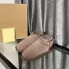Avustralya Botları Tasarımcı Terlik Tasman Kumanda Klasik Ultra Mini Platform Önyükleme Slip-On Les Petites Süet Yün Karışımı Kış Tasarımcısı Hardal Tohum Çizme
