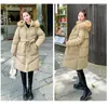 Women's Trench Coats 2023 Fur Collar Long Parka Hooded Down Cotton Puffer Jackets Thick Warm Korean Snowsuit Sleeve Pocket Belt