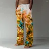 Pantalon Homme Peinture Motif Fleur Pantalon Droit Impression 3D Cordon Élastique Conception Poche Avant Paysage De Plage Graphique Confort
