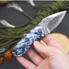 Speciale aanbieding A1902 zakmes Damascus stalen mes Abalone shell/roestvrij stalen handvat EDC zakmessen