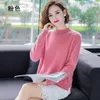 Women's Sweaters Winter 100Mink Cashmere Women Half High Neck Fashion Knit Thick Solid Color Sweater Long Sleeve Large Size Base Warm Top 230907