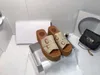 Classic designer slippers with thick soles whole embroidered casual sponge cake sandals genuine leather one line slipper