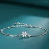 Charm Bracelets Luxury Female Flower Bracelet Rose Gold Silver Color For Women Rhinestone Adjustable Wedding Jewelry