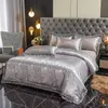 Ensembles de literie s luxe Jacquard ensemble maison reine King Size parure de lit 4 pièces housse de couette taies d'oreiller drap de lit gris 230907