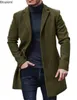 Herren-Wollmischungen, Herbst-Winter-Herren-Langarm-Revers-Einreiher-Jacke, Woll-Mäntel mit festem Knopf, beiläufige, lockere Herren-Einzeljacken 230908