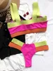 Sexy conjunto de maiôs femininos sexy roupa de banho retalhos biquíni 2023 mulher push up biquini neon biquinis maiô fatos de banho 230808